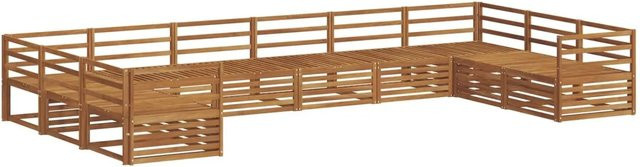 vidaXL Sofagarnitur aus Massivholz Akazie in Natur Braun, 10-teiliges U-Shape Sofa Set mit Latten-Design - Bild 1