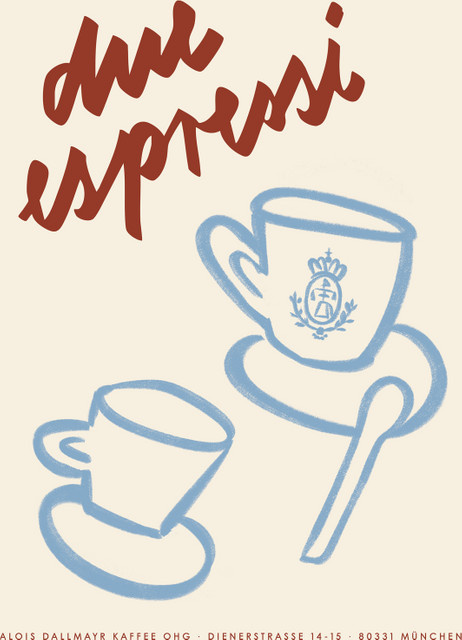 Dallmayr Accessoires Poster due espressi mit Espressotassen auf Bilderdruckpapier, Höhe: 59,4 cm, Breite: 42,0 cm - Bild 1