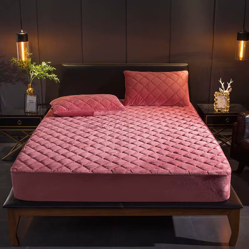 Mtuove Spannbettlaken aus gestepptem Kristallsamt in Pink, weiches Mikrofaser-Matratzenbezug B/B: 90 x 190 cm - Bild 2