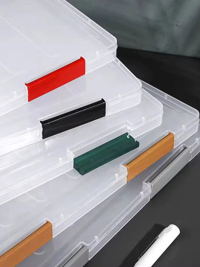 Transparente A4 Datei Box aus Kunststoff mit zwei Schichten in Lila für Schüler und Büro - Bild 1