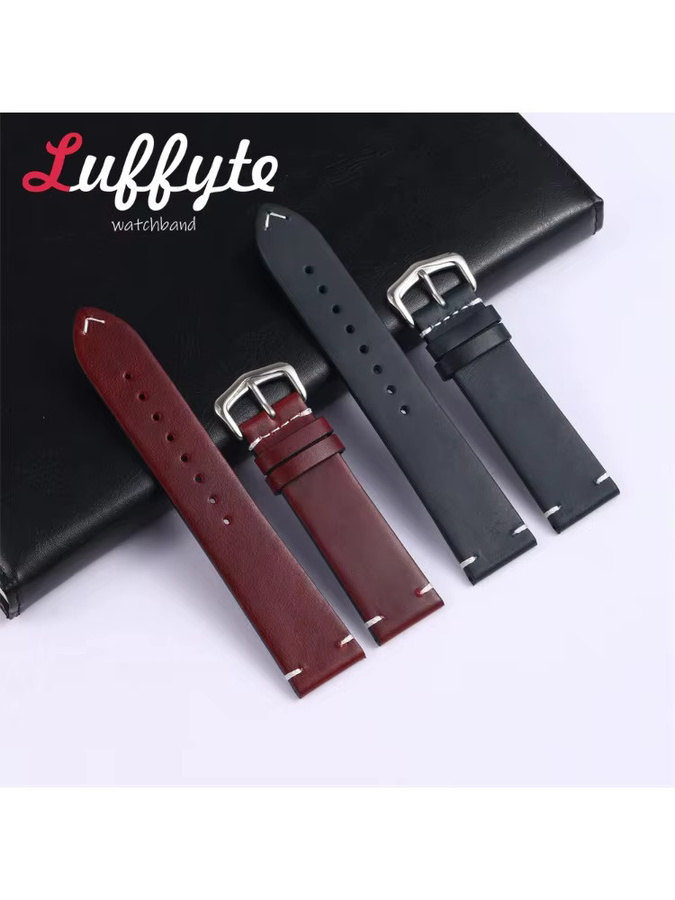 luffyte Uhrenarmband Rindsleder, Schwarz, Unisex - Bild 4