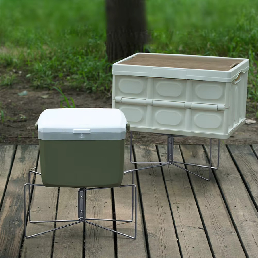 MOJOYCE Klappbare Camping-Box aus Edelstahl in Silber als Aufbewahrungsbox und Stützregal für den Außenbereich - Bild 2