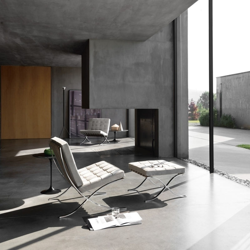 Knoll International Mies Van Der Rohe Barcelona Hocker aus Leder in Weiß - Bild 2