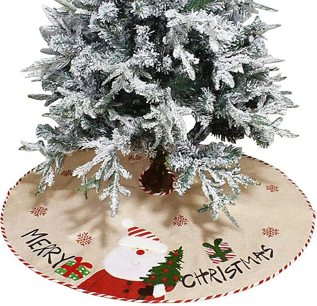 VIKAMA Weihnachtsbaum Rock mit Schneeflocken und Weihnachtsmann Muster in Beige - Bild 1