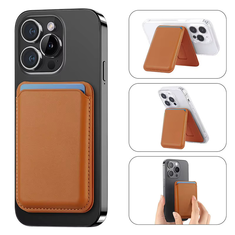 JINHF Magnetische Leder-Geldbörse mit integriertem Ständer und Kartenhalter für MagSafe kompatible iPhone 15 14 13 Pro Max Modelle - Bild 3