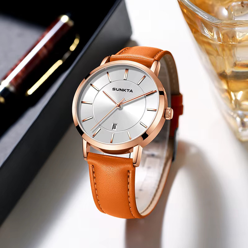 LIGE Armbanduhr Quarz, Leder, Roségold, Herren - Bild 4