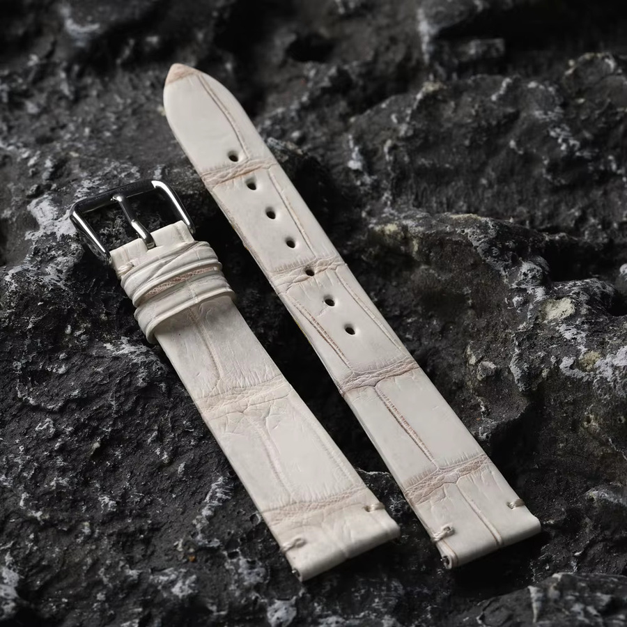 Raystray Uhrenarmband Krokodilleder, Grau, Unisex - Bild 3