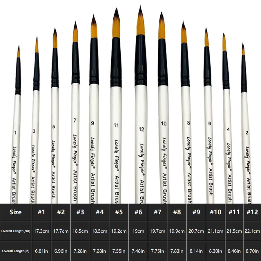 Professionelles Acryl-Pinsel-Set mit synthetischen Borsten, 12/48-teilig, verschiedene Formen wie Flach, Rund und Winkel, Farben: Braun, Grün und Mehrfarbig - Bild 2
