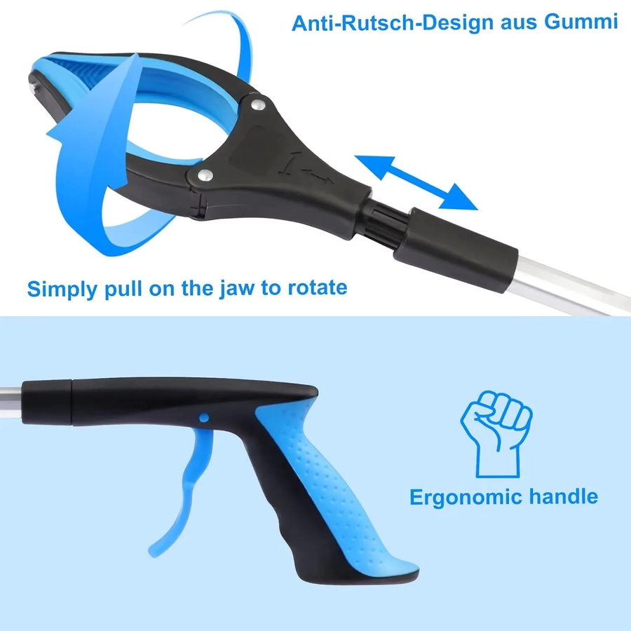 STONEGO Faltbarer Magnetgreifer in Blau, Verstellbare Langarm-Greifzange als praktischer Abfallgreifer-Stab für Senioren - Bild 4