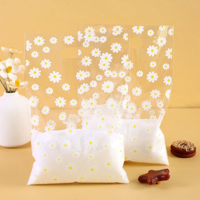 Gänseblümchen Geschenktüten aus Kunststoff in Weiß für Frühlings-Partys und Geburtstage - Bild 1