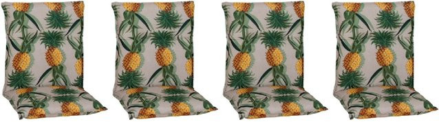 Beo Sitzauflage Niedriglehner Treffelstein 4er-Set mit Ananas-Motiv in Hellgrau - Bild 1