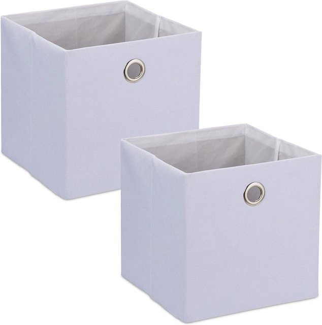 Relaxdays Aufbewahrungsbox im 2er Set aus Stoff in Weiß, faltbar, B/T/H: 30,5 x 30,5 x 30,5 cm - Bild 1