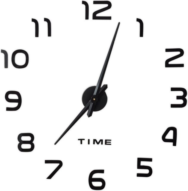 Relaxdays Wanduhr modern in Schwarz aus Acryl, Metall und EVA-Schaumstoff mit 3D-Effekt, analog und selbstklebend, Durchmesser: 110 cm - Bild 1