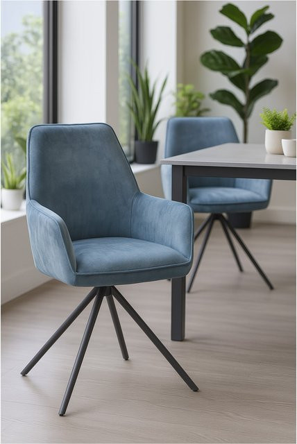 2er-Set Armlehnstühle Carola von möbel direkt online in Beige oder Blau aus Stoff, Modern - Bild 1