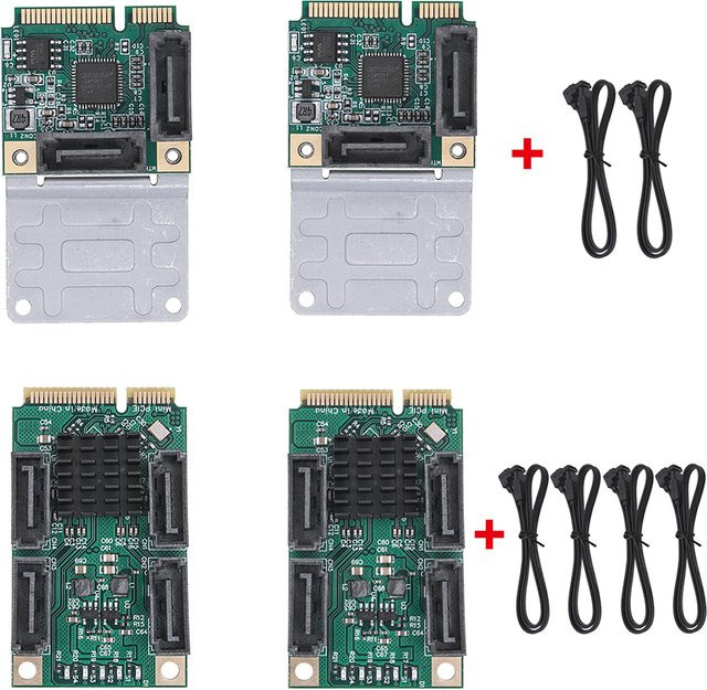 VODOOL Mini PCI-E zu SATA 3.0 Riser Karte, M.2 PCI-E 2.0 Konverter B Key Erweiterungskarte für SSD und RAID Controller - Bild 1