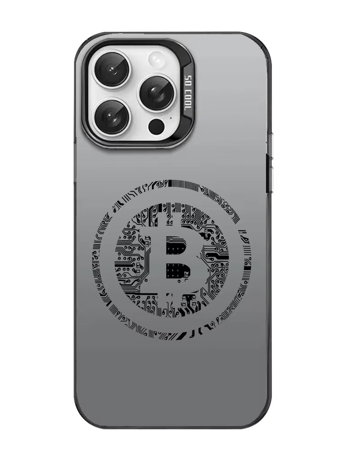 Handyhülle mit Bitcoin Logo Design für iPhone 11 bis 16 Pro Max in Schwarz Lila Matt Laser Metallic Aurora - Bild 4