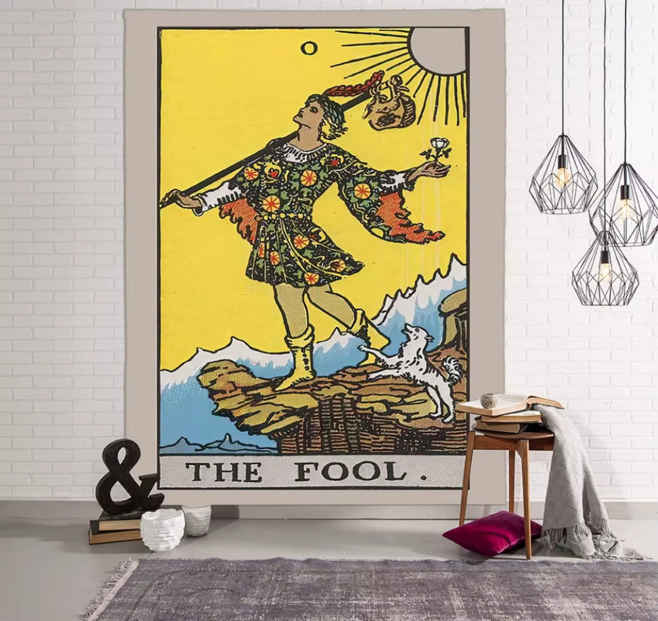 VIKAMA Wandteppich mit kreativem Tarot-Druck in Multicolour, Boho-Stil, B/H: 60 x 40 cm - Bild 1