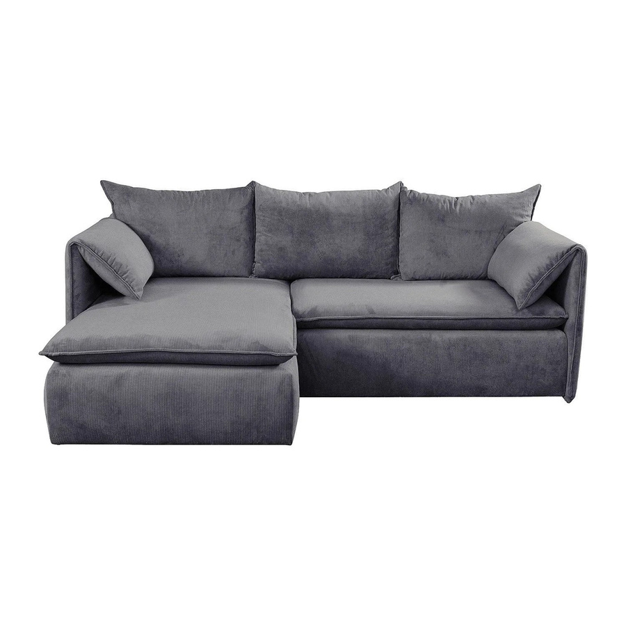 Vente-unique Schlafsofa Teodora in Blau mit Cord-Bezug und L-Form, Breite: 230 cm - Bild 2