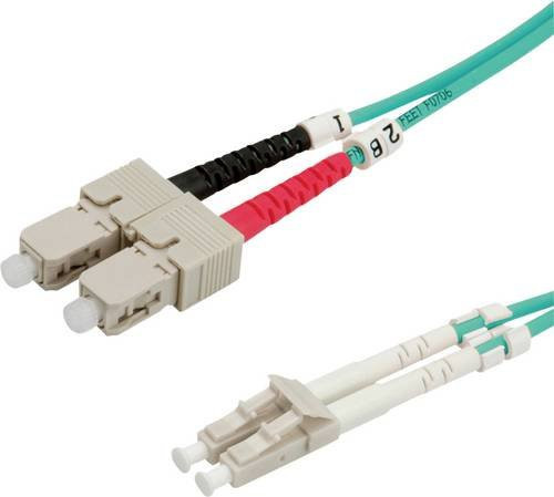 Roline Glasfaser LWL Anschlusskabel OM3 Multimode 50/125 µm in Türkis mit 1x LC-Stecker und 1x SC-Stecker, Länge: 3,00 m - Bild 1