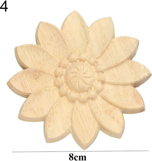 Dekorative Eckapplikationen aus natürlichem Holz mit floraler Schnitzerei in Beige - Bild 1