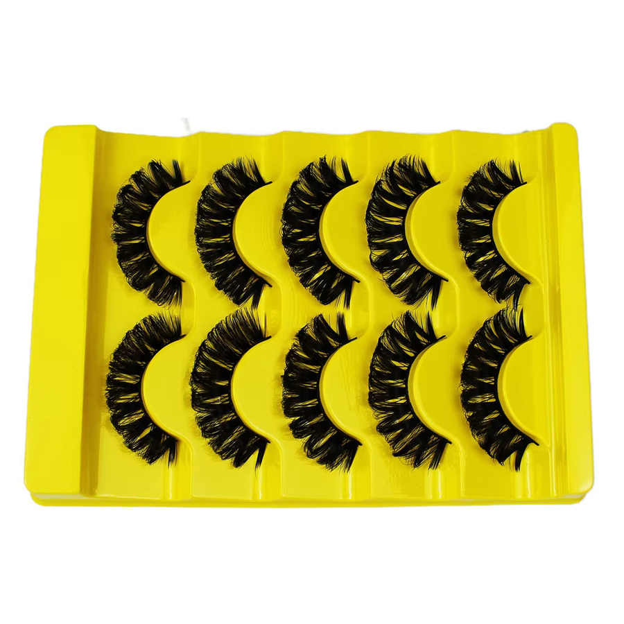 JIEFUXIN DD Curl 3D Faux Mink Wimpern, 5 Paar, natürlich - Bild 4