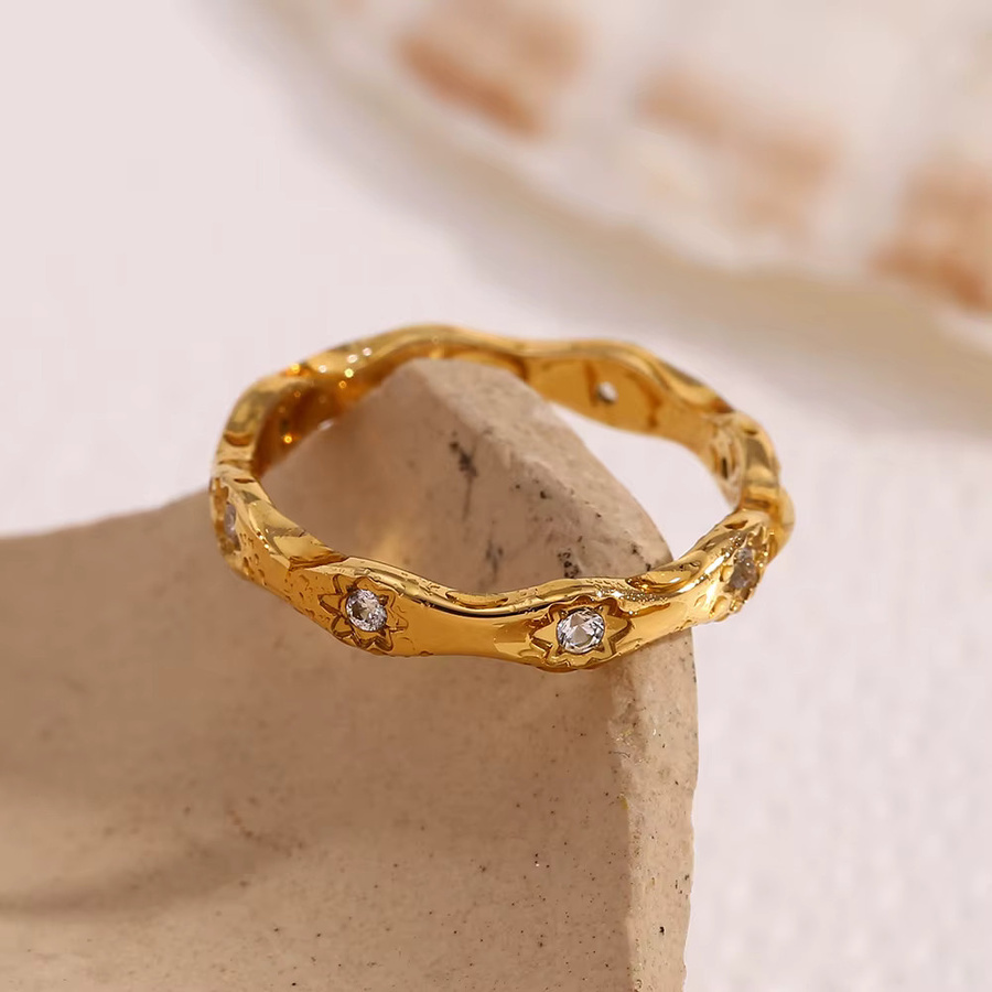 E.B.belle Ring Edelstahl, 18k Gold überzogen, Kristall, Damen - Bild 2