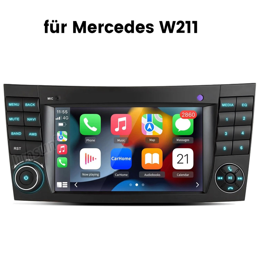 Junsun Carplay Autoradio für BENZ W211 mit Bluetooth und GPS in Schwarz mit 7,0 Zoll Display - Bild 2