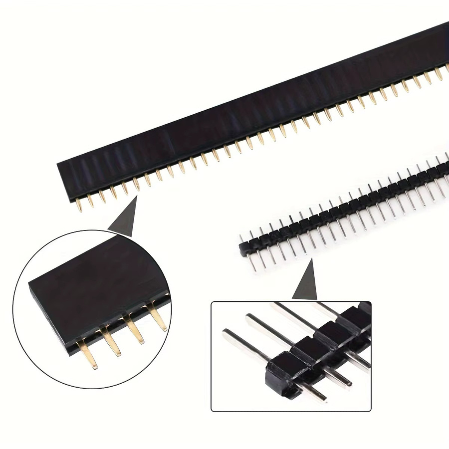 ELEABC 10 Paar 40-polige einreihige männliche und weibliche Stiftleiste 2,54 mm JST-Steckerleiste für Arduino DIY Kits in Schwarz - Bild 4