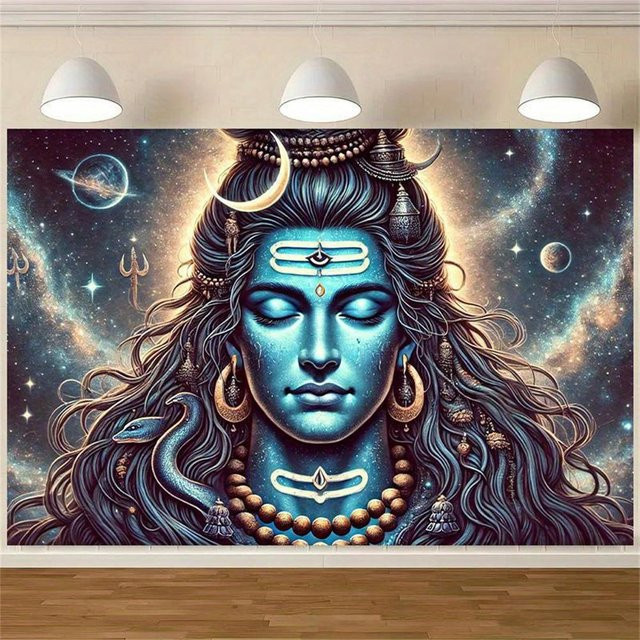JMG Household Supplies Boho Lord Shiva Wandbehang mit Mandala und Galaxie Chakra Design, Breite: 40 cm, Höhe: 60 cm - Bild 1