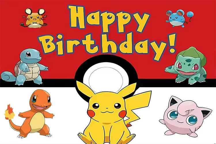 MINISO 3D Pokemon Pikachu Fotohintergrund für Kinder Geburtstag und Baby Shower in Mehrfarbig - Bild 2