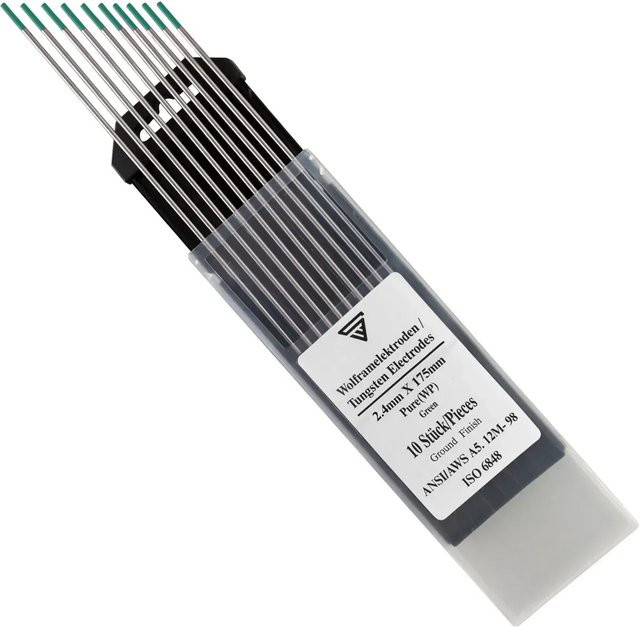 STAHLWERK Wolframelektroden WP Grün, 10er Set, Silber/Grün, Durchmesser: 2,4 mm, Länge: 175 mm - Bild 1