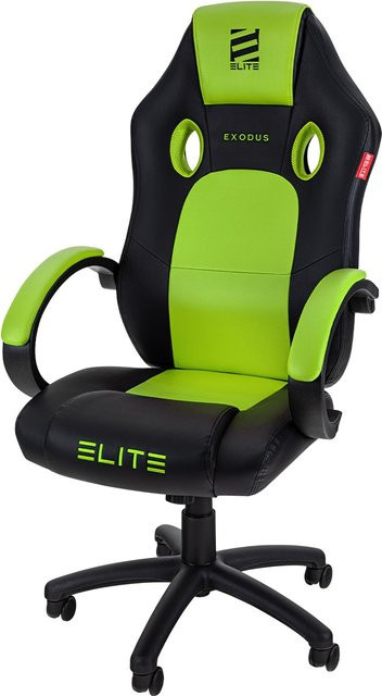 ELITE Gaming-Stuhl EXODUS MG100 mit Memory-Schaum, extra hoher Rückenlehne und Armpolstern in Schwarz/Neongrün - Bild 1