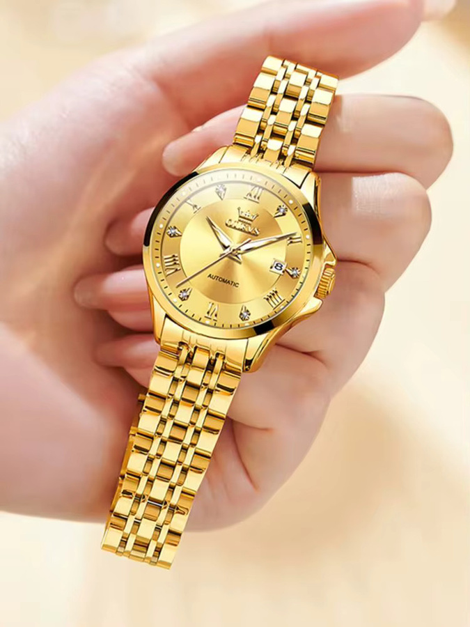 OLEVS Armbanduhr, Edelstahl, Schwarz, Datum, Damen - Bild 3