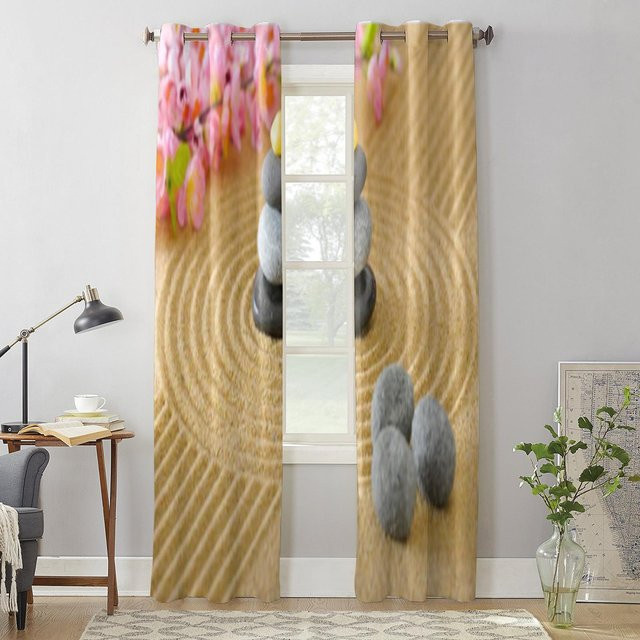 Super Six Japanischer Zen-Garten Vorhang mit Sand und Steinen, braun, B: 135 cm, H: 60 cm - Bild 1