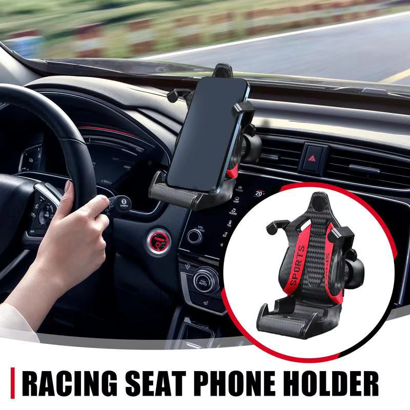 Automatische Handyhalterung für das Lüftungsgitter im Auto mit Racing-Sitz-Design in Schwarz-Gelb - Bild 3