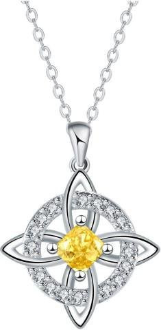 Twinkle Trinket Halskette, Keltischer Knoten, Geburtsstein, Damen, White - Bild 1