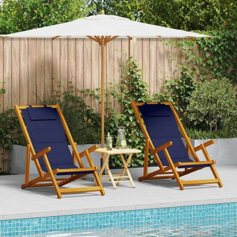 vidaXL Liegestuhl Set aus Massivholz Akazie in Braun B: 61,5 cm, H: 123 cm, T: 82 cm - Bild 1