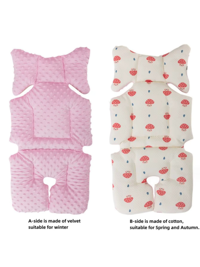 Doudou Samt Baby Kissen für Kinderwagen in Pink, doppelseitiges warmes Baumwollkissen für Herbst und Winter - Bild 2