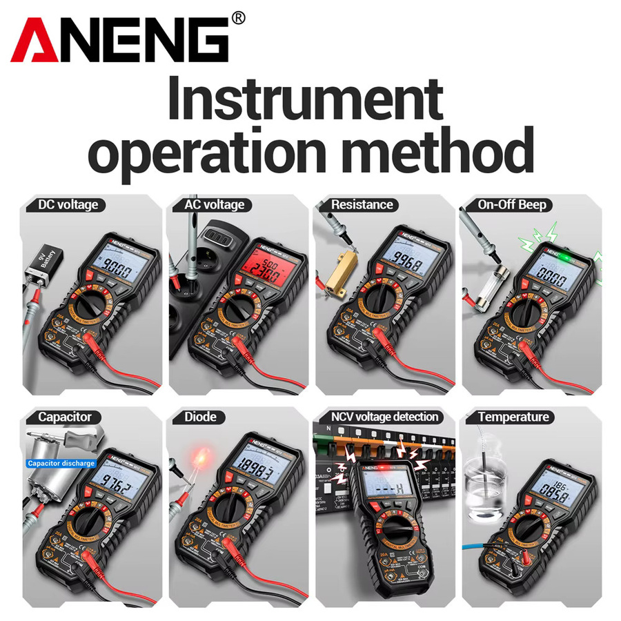 ANENG SZ12 Digitales Multimeter True RMS mit 20.000 Zählungen, professionelles AC/DC Voltmeter und Amperemeter in Schwarz - Bild 4