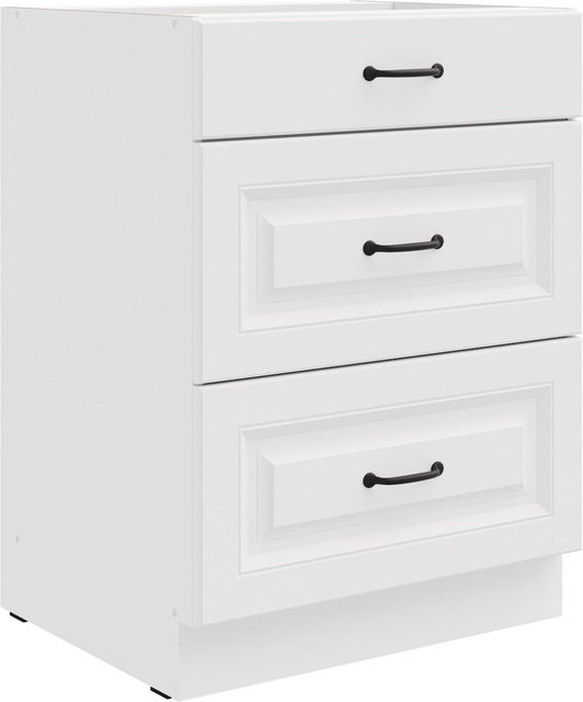 Küchen Unterschrank Stilo Weiß mit Vollauszug und Soft-Close, Breite: 60 cm - Bild 1