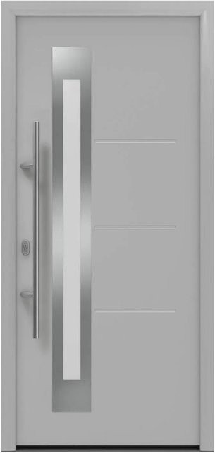 EcoStar Haustür Isopro IP 780S in Weißaluminium mit Glaseinsatz, modern, B: 110 cm, H: 210 cm, DIN Links - Bild 1