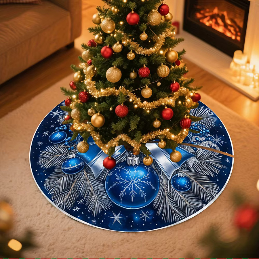 VIKAMA Weihnachtsbaumrock mit Sternenhimmel- und Schneemann-Design in Blau - Bild 2