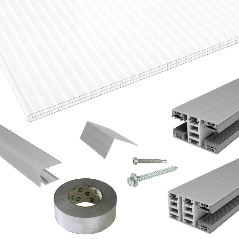 Terrassendach-Set Friedrich von Lien AG mit Polycarbonat Stegplatten Mendiger Classic Click-System, 16 mm, Farbe: Weiß - Bild 1