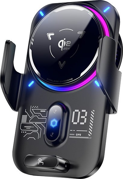 TONGDAYTECH 2-in-1 Magnetische Auto-Handyhalterung mit Qi2 25W Kabellosem Ladegerät, Halbleiter-Kühlung und RGB-Licht, Schwarz - Bild 1