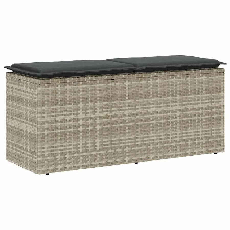 Furnicato Gartenbank aus Poly Rattan mit Kissen in Grau, B/T/H: 110 x 40 x 44 cm - Bild 2