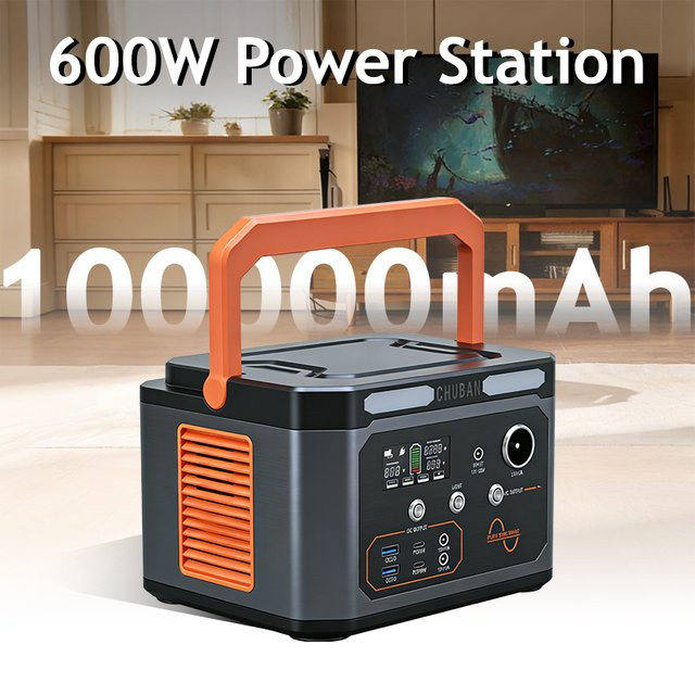 CHUBAN Tragbare Solar-Powerstation 600W mit 310Wh Akku und 10000mAh, Schwarz - Bild 1
