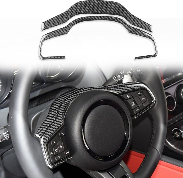 Hochwertige weiche Carbon-Faser Lenkradabdeckung in Schwarz für Jaguar F-TYPE 2013-2022 - Bild 1