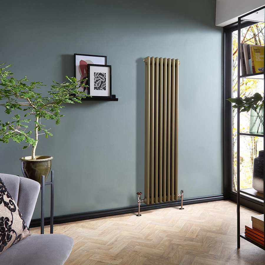 Hudson Reed Gliederheizkörper Regent in Gold, Wandmontage, Höhe: 150 cm, Breite: 38 cm - Bild 1