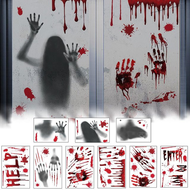Xingben Two Halloween Fensteraufkleber, doppelseitige Fensterdekoration in Schwarz, abnehmbar und wiederverwendbar - Bild 1