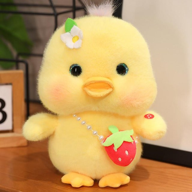 Kidsly Gelbe Ente Plüschtier, Erdbeere, 19cm - Bild 1
